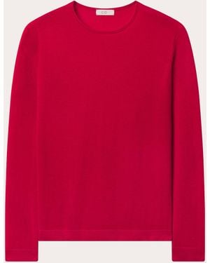 Co. Cashmere Knit Rolled Crewneck Sweater - Red