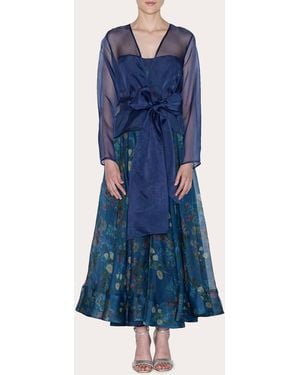 Lia Cohen Time Sheer Silk Organza Jacket - Blue