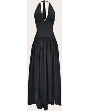 Azeeza Zsa Zsa Crepe De Chine Halter Gown - Black