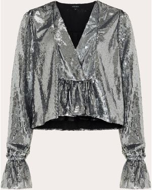 Azeeza Thistle Ruffle Sequin Top - Gray