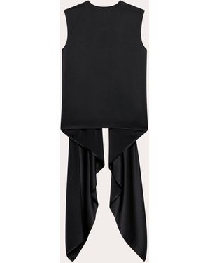Helmut Lang Silk Satin Reversible Scarf Drape Top - Black