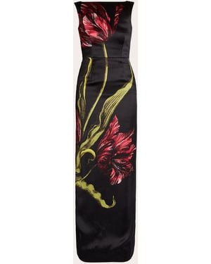 Erdem Floral Satin Sleeveless Boatneck Gown - White