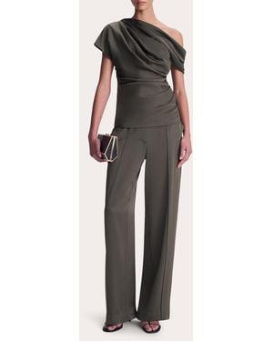 Jonathan Simkhai Phoebe Satin Draped Asymmetric Top - Green