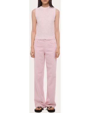 Helmut Lang Sheer Raw-Edge Muscle Tank Top - Pink