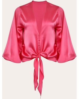 Francesca Miranda Crystal Silk Tie-Front Top - Pink