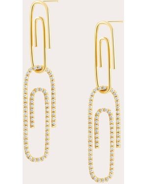 Elior Diamond Playtime Paperclip Double Drop Earrings - Natural