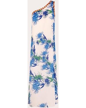 Karma On The Rocks Tama Higa Silk Asymmetric Maxi Dress - Blue