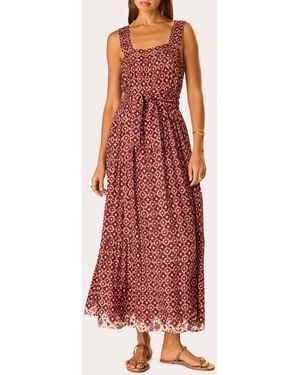 Natalie Martin Jasmine Mosaic Pintucked Tiered Maxi Dress Viscose