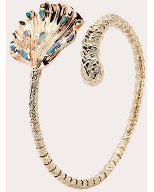 Bibi Van Der Velden Meandering Siren Tail 18K Two-Tone Opal And Diamond Bangle - Natural