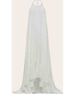 Azeeza Sadie Silk Crepe Halter Gown - White
