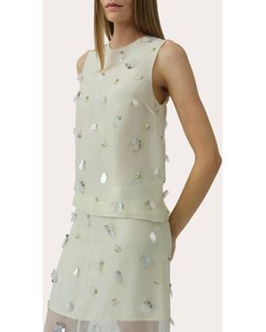 Jonathan Simkhai Celia Embellished Organza Sleeveless Top - Natural