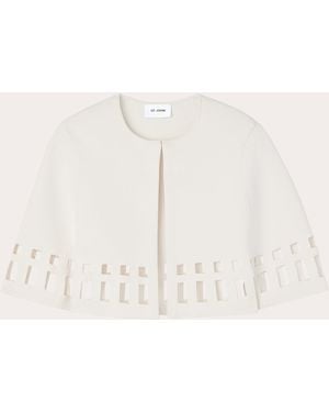 St. John Laser-Cut Milano Knit Cape - Natural