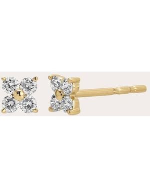 EF Collection Diamond Fleur Stud Earrings - Natural
