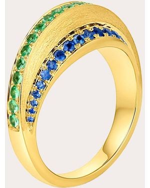 Jennifer DeMoro Sapphire & Tsavorite Color Wave Ring - Metallic
