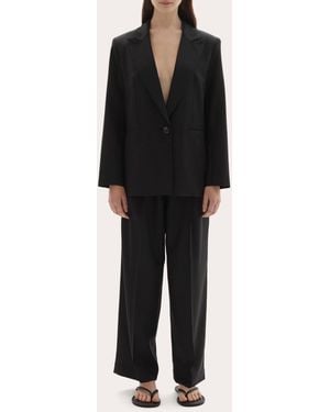 JOAEN Ila Wool Peaked Lapel Blazer - Black