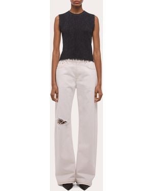 Helmut Lang Sheer Raw-Edge Muscle Tank Top - Pink