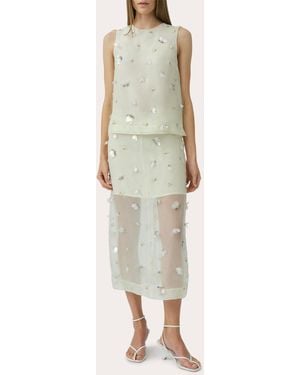 Jonathan Simkhai Delilah Embellished Organza Midi Skirt - Natural