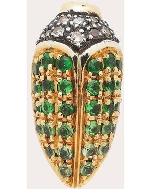 Bibi Van Der Velden Tsavorite & Sapphire Mini Scarab Stud Earring - White