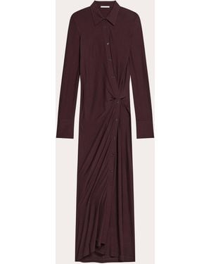 Helmut Lang Stretch Jersey Twisted Shirt Dress - Purple