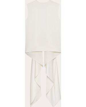 Helmut Lang Silk Satin Reversible Scarf Drape Top - Natural