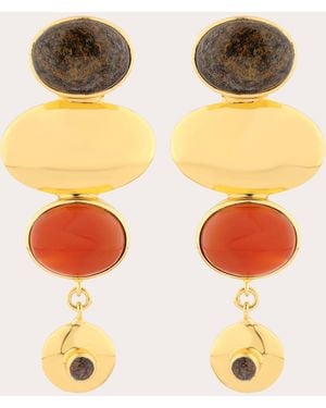 Boheme by Vero Bronzite & Carnelian Istanbul Drop Earrings - Orange