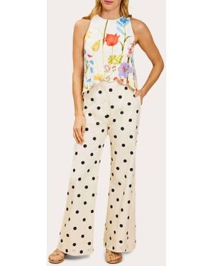 mestiza Taylor Polka Dot Poplin Flared Pants - Natural
