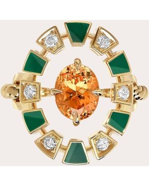 Rouvenat Mandarin Garnet & Diamond Frame Halo Ring - White