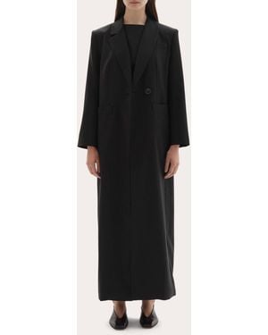 JOAEN Allora Wool Asymmetric Lapel Coat - Black