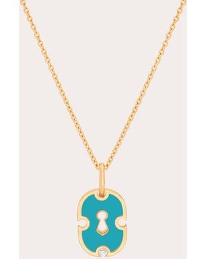Rouvenat Ceramic & Diamond Unlock Pendant Necklace - Blue