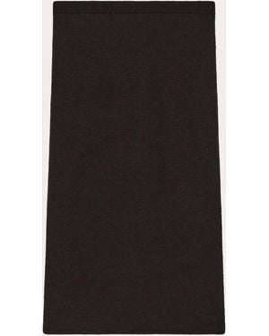 Helmut Lang Sheer Wool Knit Layered Midi Skirt - Black