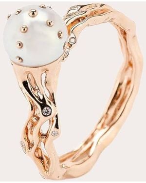 Bibi Van Der Velden Akoya Pearl & Diamond Jellyfish Ring - White