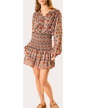 Natalie Martin Chelsea Floral Smocked Mini Skirt Rayon - White