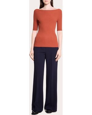 Theory Rib Knit Boatneck Top - Blue