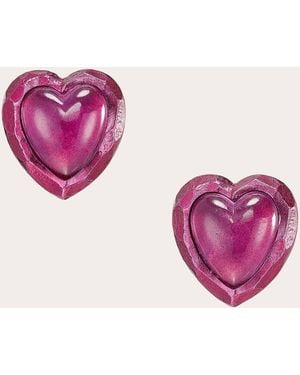 Anabela Chan Fruit Gems Plum Heart Stud Earrings - Pink