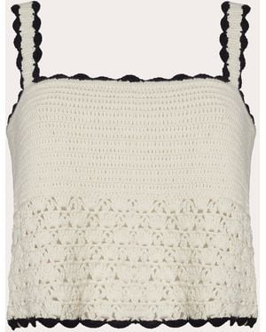 Eleven Six Caria Cropped Cotton Crochet Knit Top - Natural