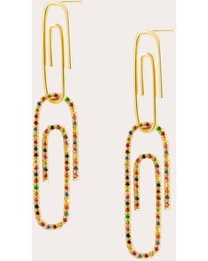 Elior Sapphire Playtime Double Paperclip Drop Earrings 18K - Natural