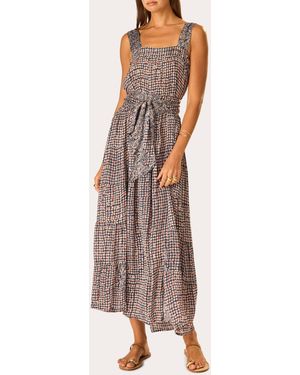Natalie Martin Jasmine Floral Pintucked Tiered Maxi Dress - Brown