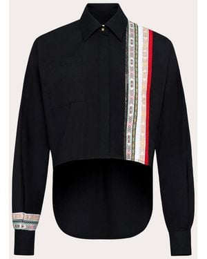 Hellessy Ted Grosgrain Poplin High-Low Shirt - Black