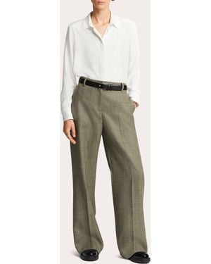 Argent Soho Herringbone Wool Creased Pants - Natural