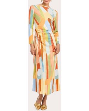 mestiza Gabriella Abstract Crepe Jersey Midi Dress Polyester - Metallic