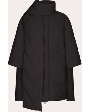Add Quilted Primaloft Padded Cape Coat - Black