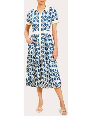 mestiza Billie Twill Pleated Shirt Dress - Blue