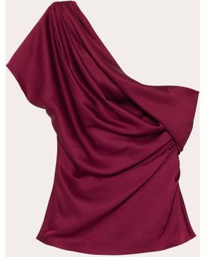 Jonathan Simkhai Phoebe Satin Draped Asymmetric Top - Purple