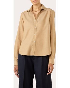 With Nothing Underneath The Classic Brushed Cotton Wool Shirt - Blue
