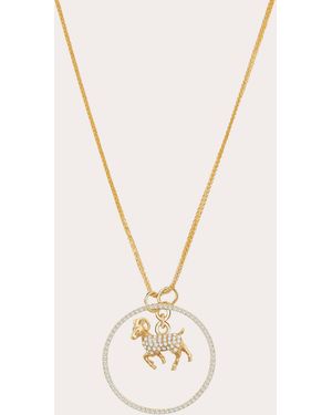 Yi Collection Diamond Zodiac Goat Pendant Necklace - Natural