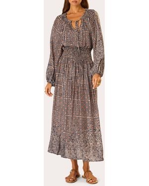 Natalie Martin Ashley Floral Tie-Neck Top - Brown