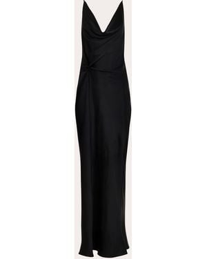 Francesca Miranda Knot Drop Silk Draped Gown - Black