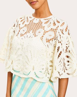 mestiza Marianna Scalloped Lace Crop Top - Natural