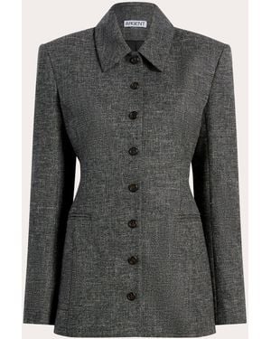 Argent Textured Wool Collared Blazer - Black