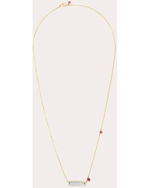 Yi Collection Aquamarine & Ruby Bar Pendant Necklace - Natural